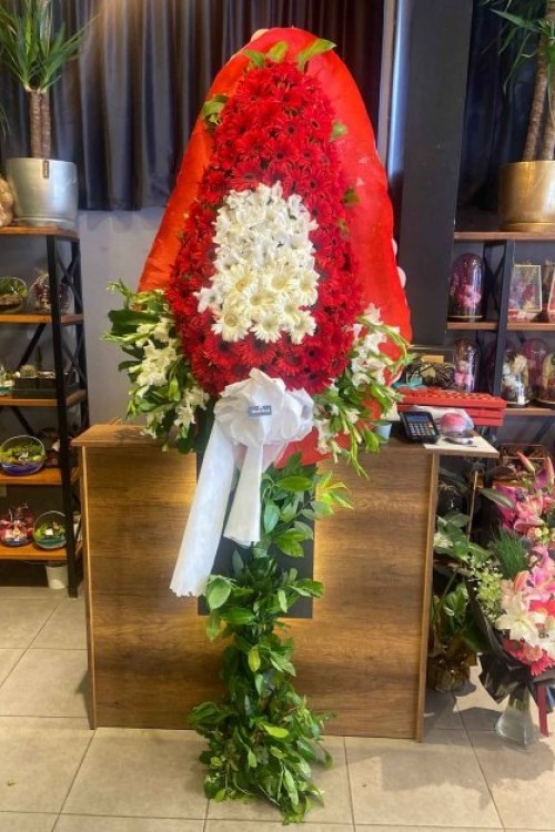 BEYAZ KIRMIZI GERBERA ÇELENK